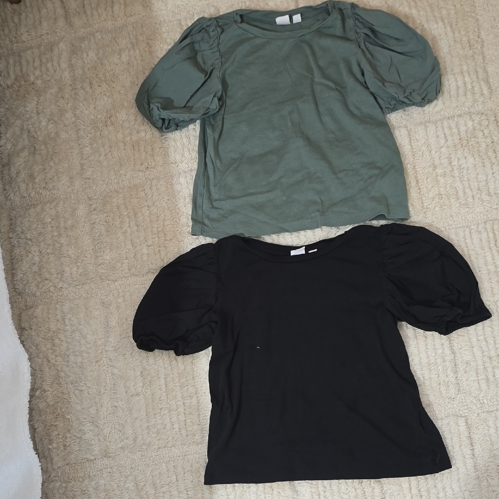 GAP Kids Puff Sleeve Tops - Green and Black